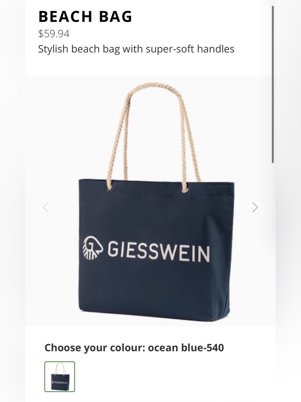 Giesswein Navy Canvas Tote with Rope Handles